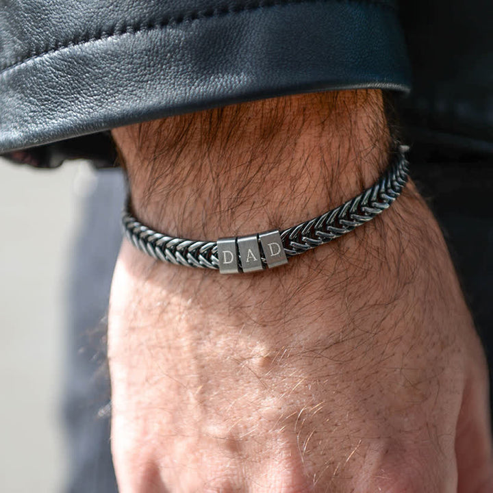 Custom Bead Family Name Daddy Stainless Steel Bracelet