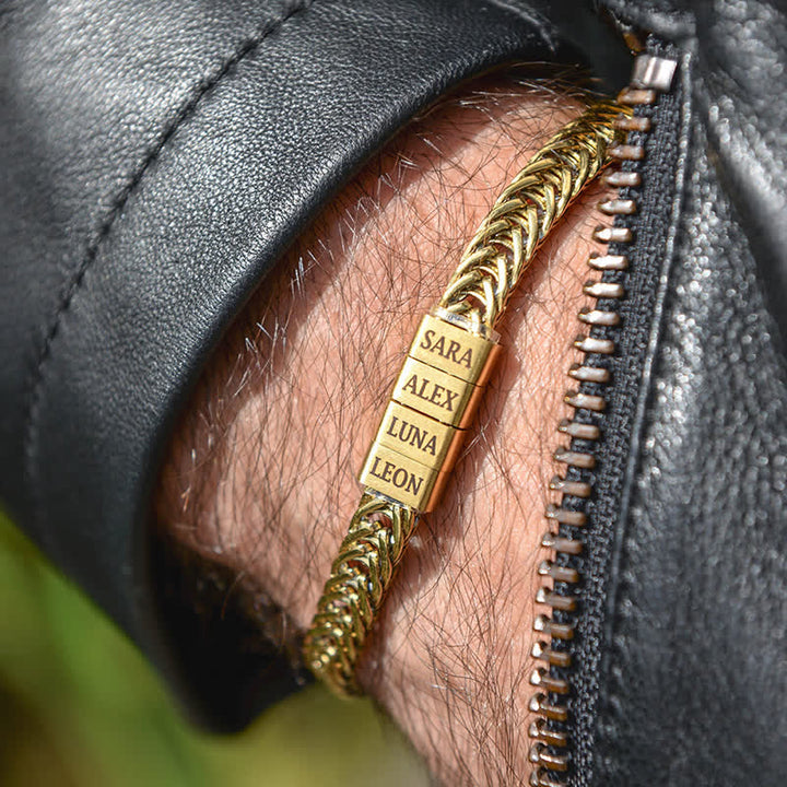 Custom Bead Family Name Daddy Stainless Steel Bracelet
