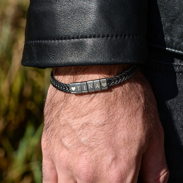 Custom Bead Family Name Daddy Stainless Steel Bracelet