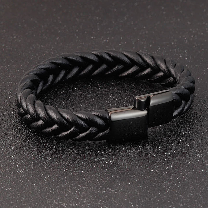 Custom Name Braided Leather Bracelet With Magnetic Clasp