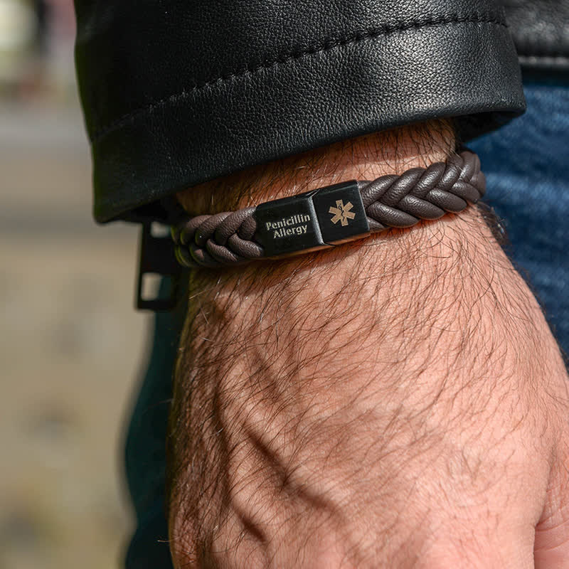 Custom Name Braided Leather Bracelet With Magnetic Clasp