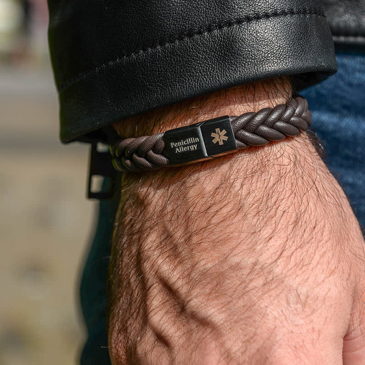 Custom Name Braided Leather Bracelet With Magnetic Clasp