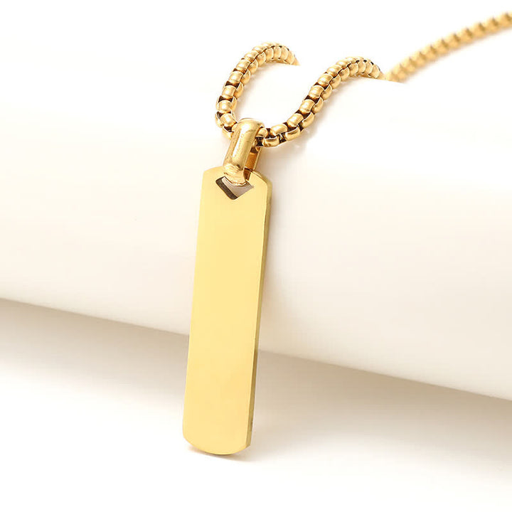 Laser Engraved Custom Name Rectangular Pendant Necklace
