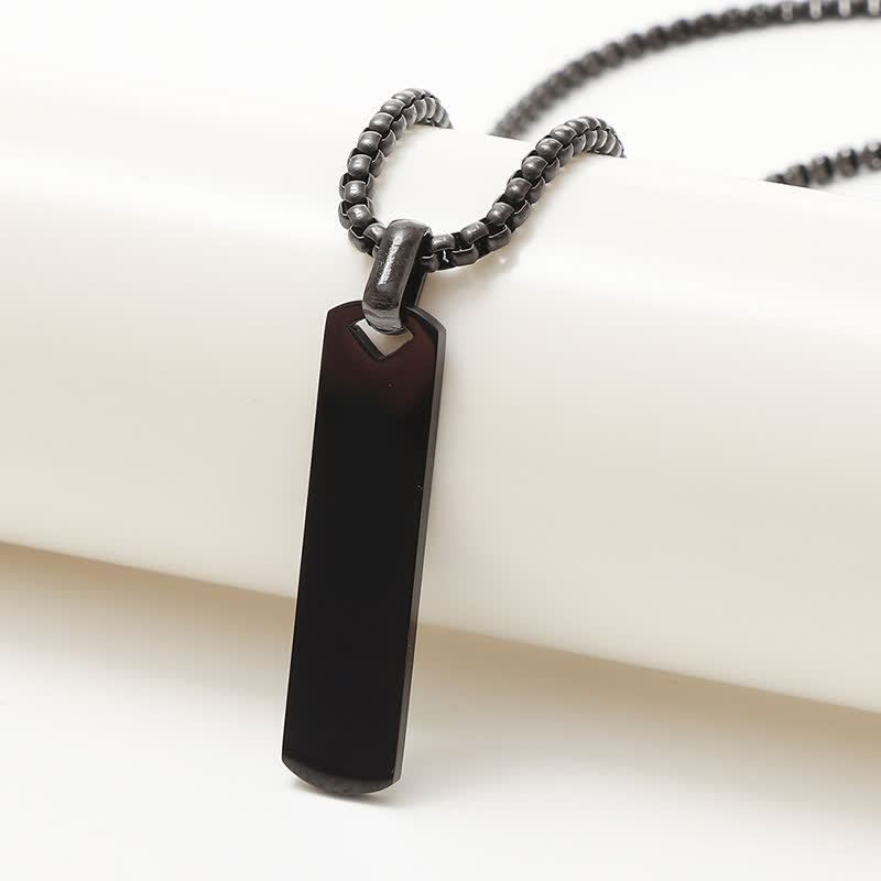 Laser Engraved Custom Name Rectangular Pendant Necklace