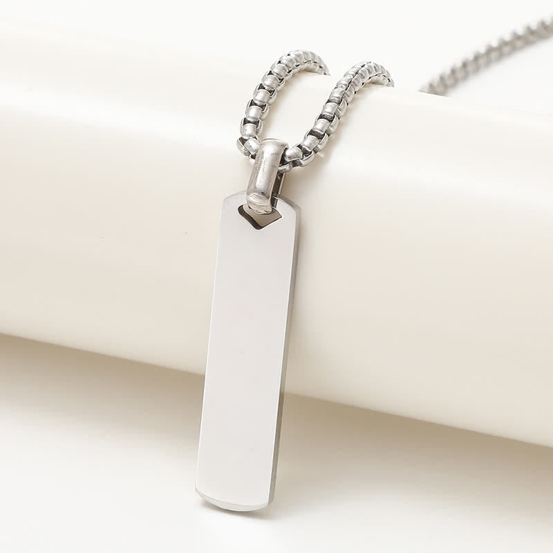 Laser Engraved Custom Name Rectangular Pendant Necklace