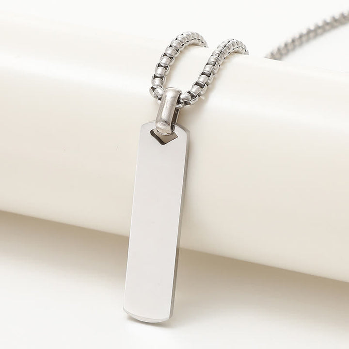 Laser Engraved Custom Name Rectangular Pendant Necklace