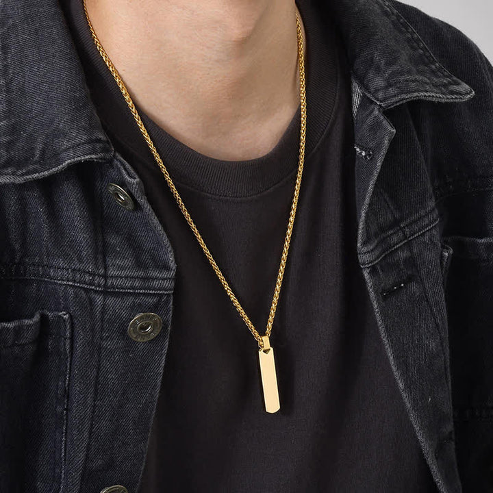 Laser Engraved Custom Name Rectangular Pendant Necklace