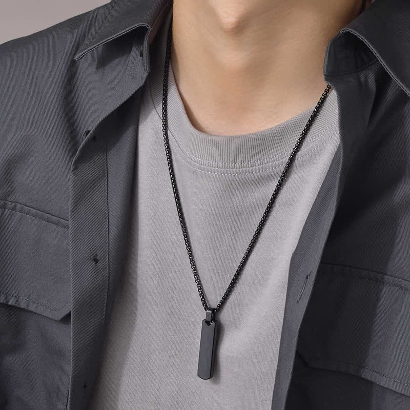 Laser Engraved Custom Name Rectangular Pendant Necklace
