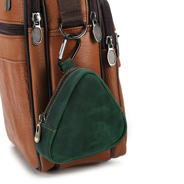 Small Triangle Coin Wallet Zipper Pocket Leather Case