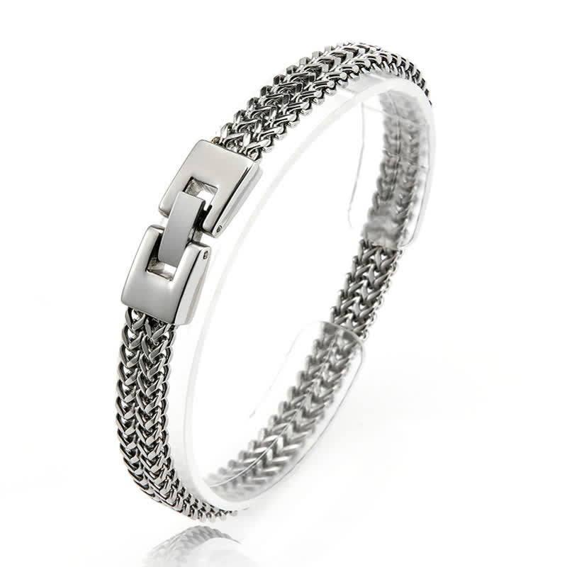 Foxtail Chain Weave Custom Name Stainless Steel Bracelet