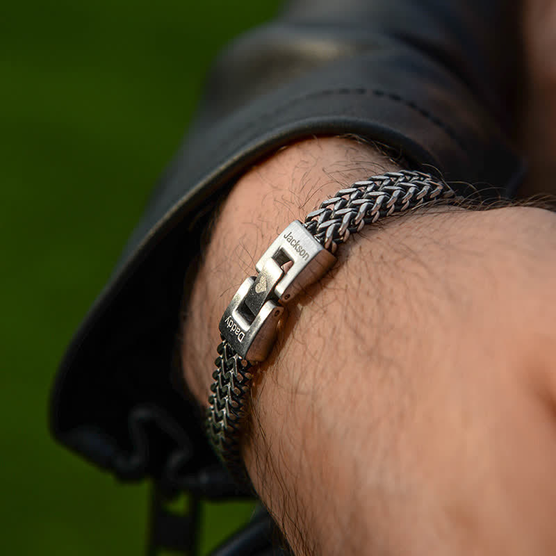 Foxtail Chain Weave Custom Name Stainless Steel Bracelet