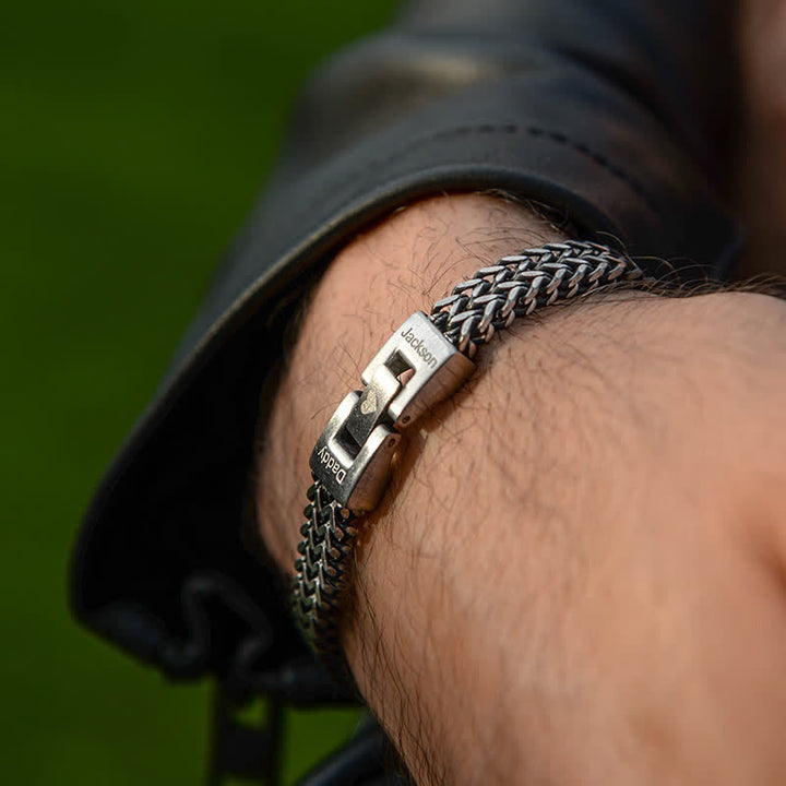 Foxtail Chain Weave Custom Name Stainless Steel Bracelet