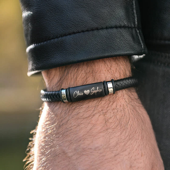 Anniversary Gift Idea Custom Name PU Leather Bracelet