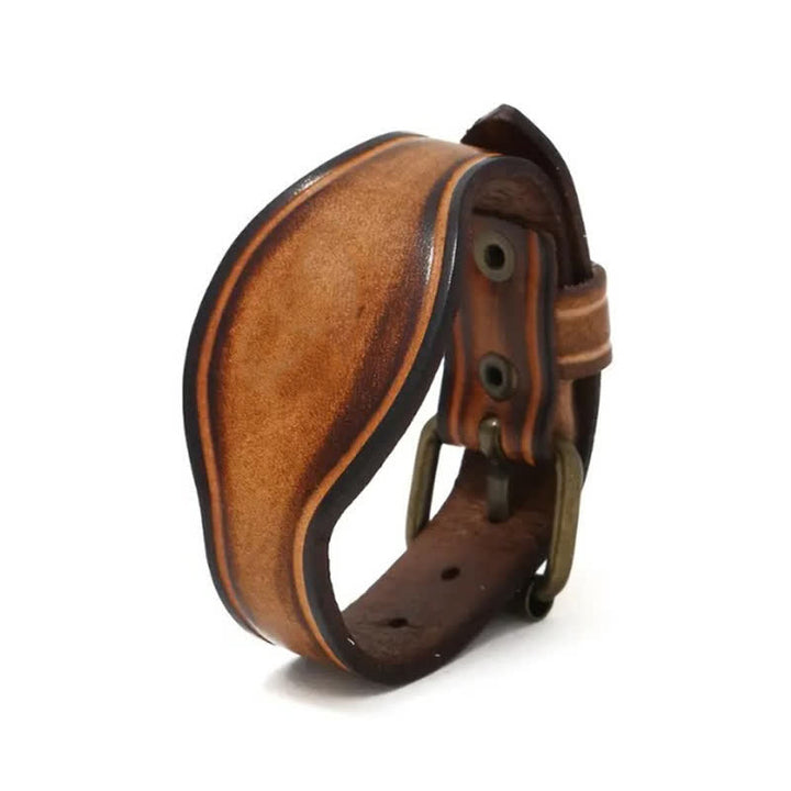 Retro Laser Carved Custom Name Brown Leather Bracelet