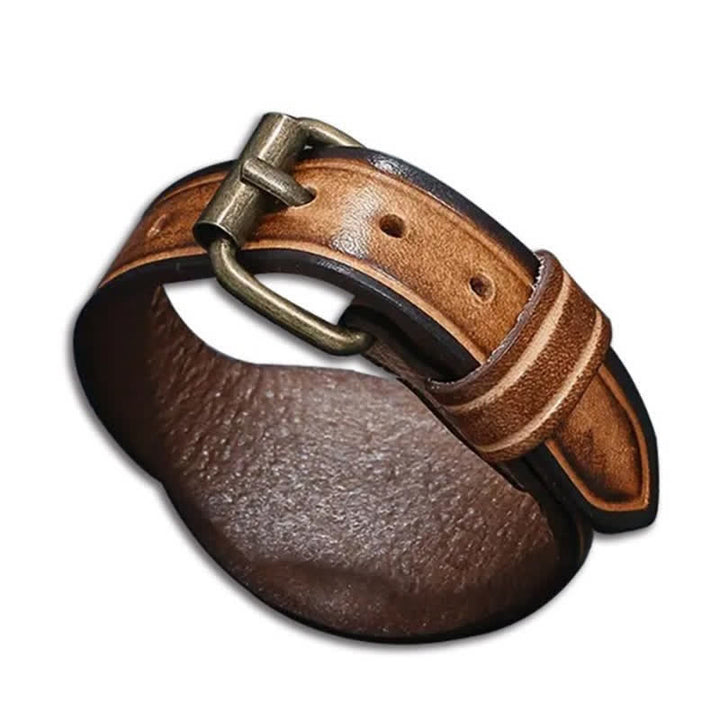 Retro Laser Carved Custom Name Brown Leather Bracelet