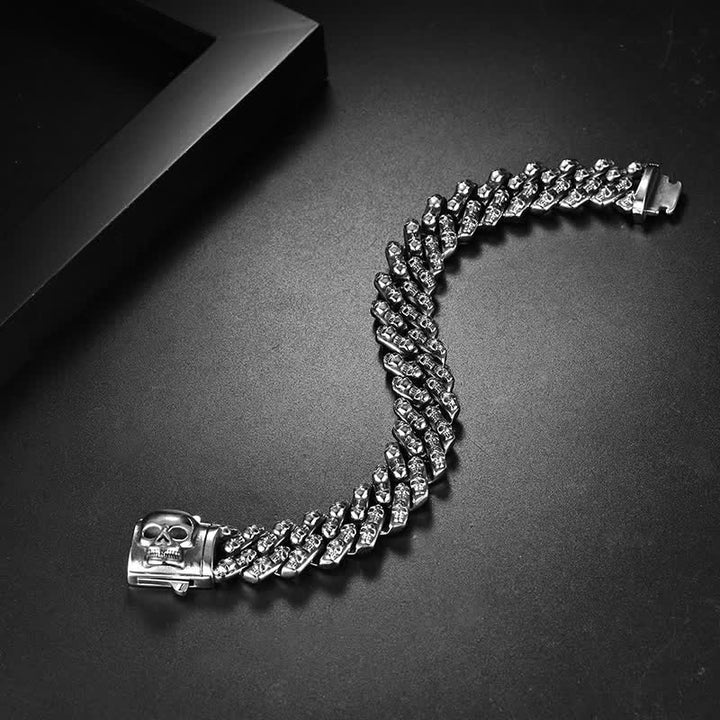 Charm Gothic Punk Biker Skull Silver Bracelet