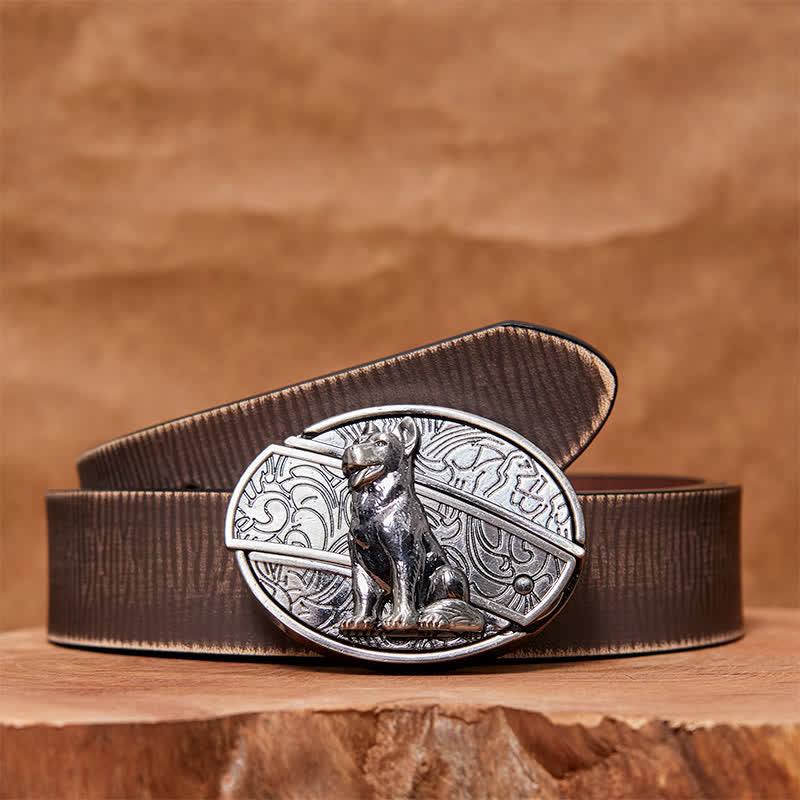 Men's DIY Loyal Dog Hidden Folding Knife Leather Belt - Loyal Dog - Brown Distressed Belt - 42 - image 7