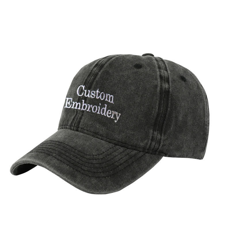 Custom Text Personalized Embroidered Adjustable Baseball Cap - Black - Adjustable (About 21 5/8"-23 1/4") - image 1