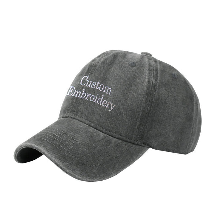 Custom Text Personalized Embroidered Adjustable Baseball Cap - Gray - Adjustable (About 21 5/8"-23 1/4") - image 2