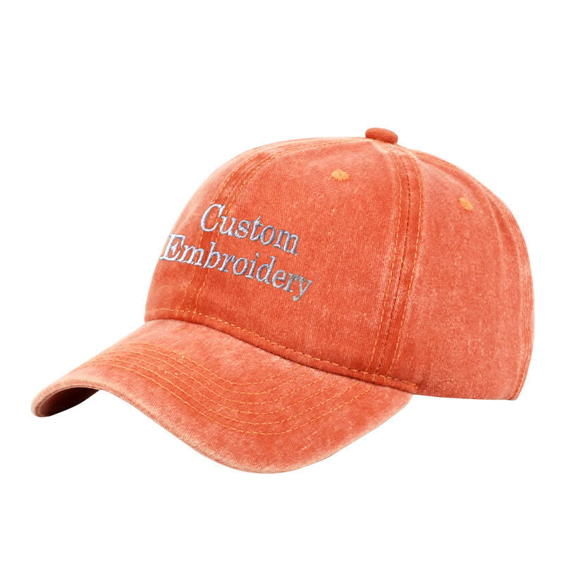 Custom Text Personalized Embroidered Adjustable Baseball Cap - Orange - Adjustable (About 21 5/8"-23 1/4") - image 5