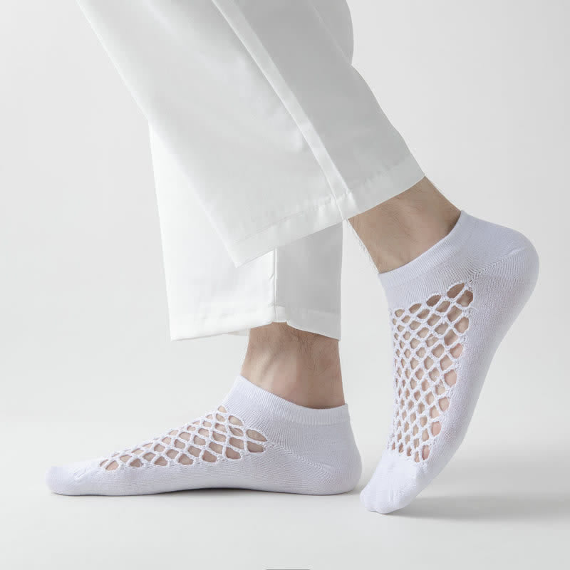 Summer Breathable Thin Mesh Solid Color Short Socks