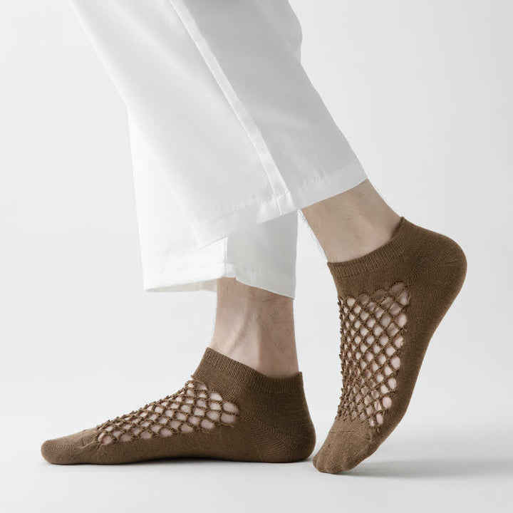 Summer Breathable Thin Mesh Solid Color Short Socks