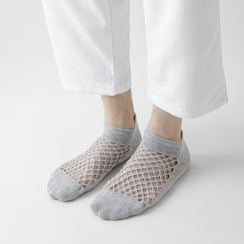 Summer Breathable Thin Mesh Solid Color Short Socks