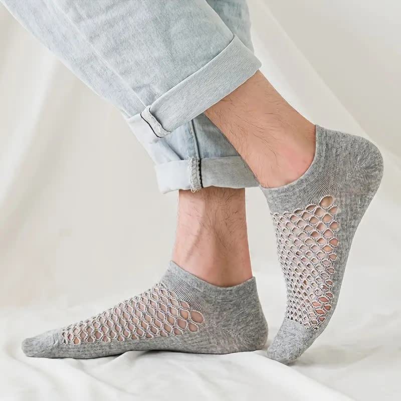 Summer Breathable Thin Mesh Solid Color Short Socks