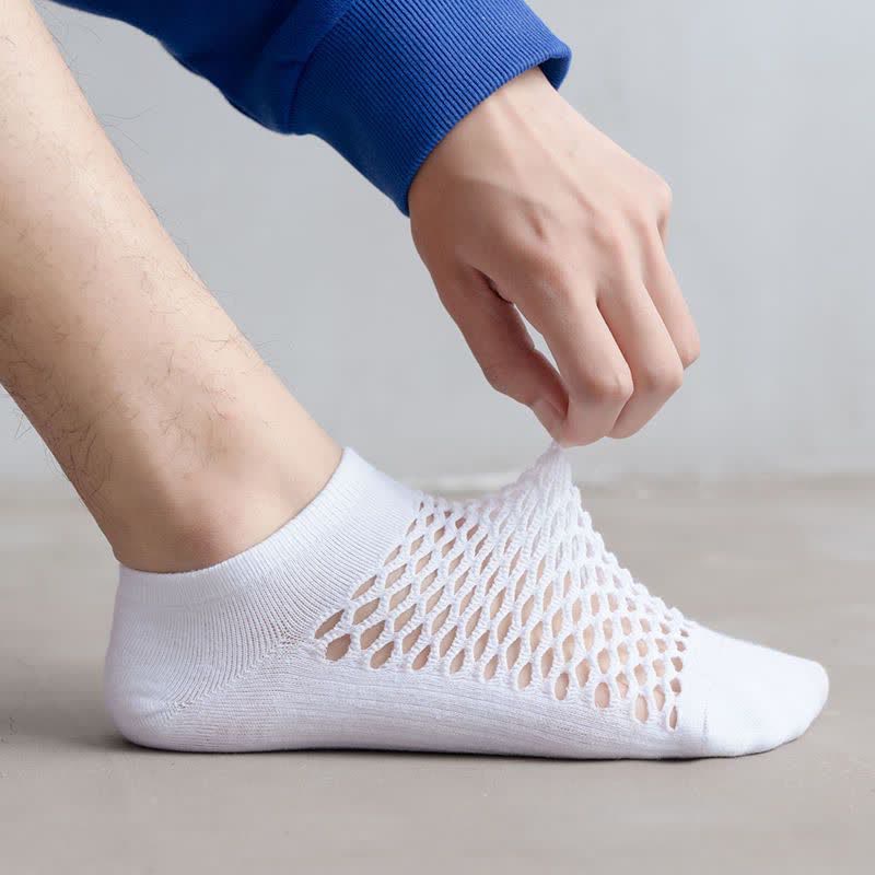 Summer Breathable Thin Mesh Solid Color Short Socks