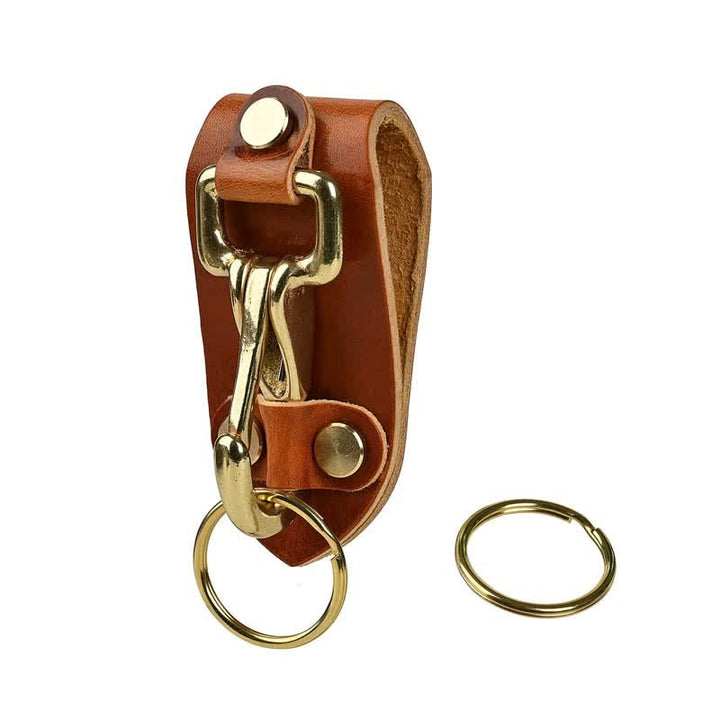 Orange Brown Practical  Belt Loop Leather Keychain