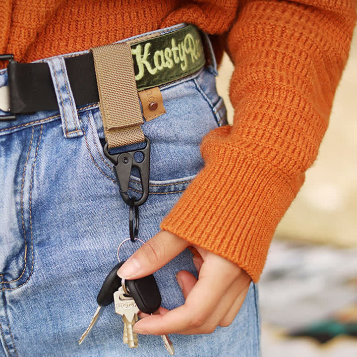 Touch Fastener Webbing Tactic Belt Loop Nylon Keychain - Khaki - image 0