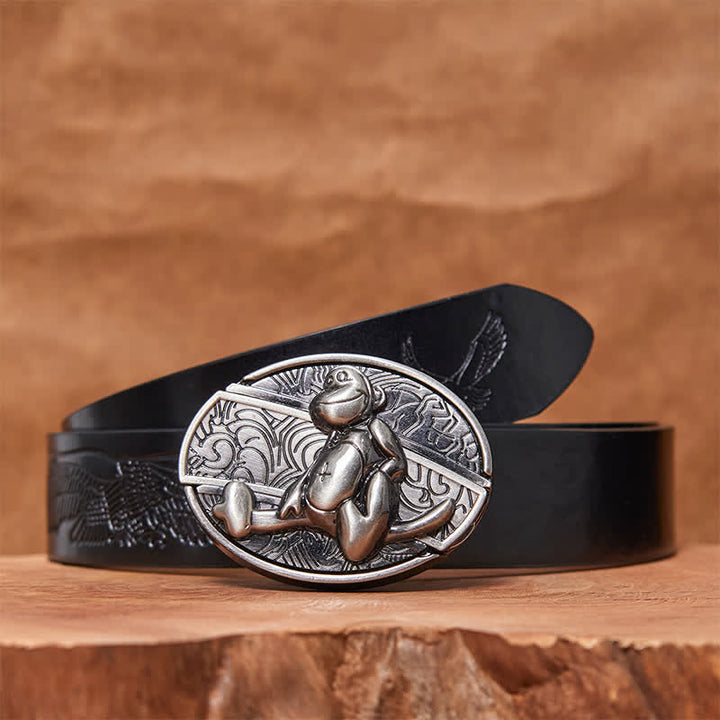 Men's DIY Monkey Hidden Folding Knife Leather Belt