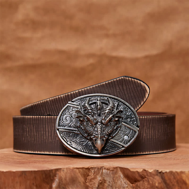 Men's DIY Sharp Dragon Hidden Folding Knife Leather Belt - Sharp Dragon - Brown Distressed Belt - 42 - image 7