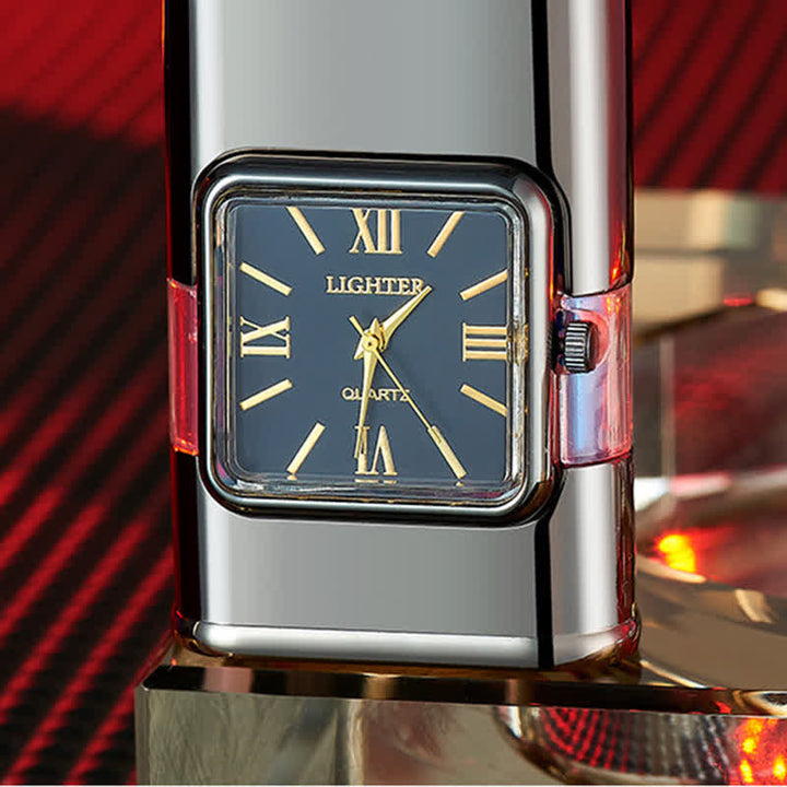Crocodile Design Refillable Double Flame Butane Lighter With Clock