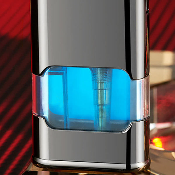 Eagle Head Design Refillable Double Flame Butane Lighter With Clock