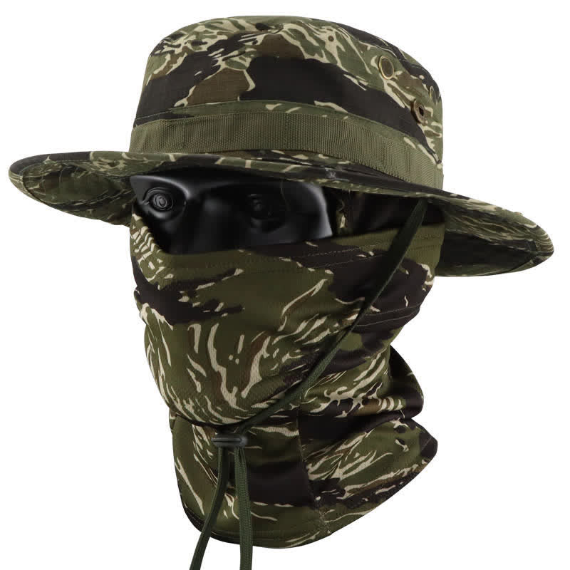 2Pcs Men's Head Cover Face Mask Camouflage Tactical Bucket Hat - Style #13 - Adjustable (22 7/8"-24 1/2") - image 17