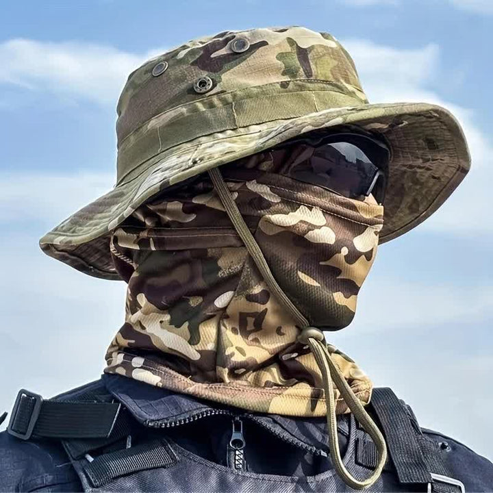 2Pcs Men's Head Cover Face Mask Camouflage Tactical Bucket Hat - image 0
