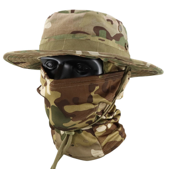 2Pcs Men's Head Cover Face Mask Camouflage Tactical Bucket Hat - Style #1 - Adjustable (22 7/8"-24 1/2") - image 1