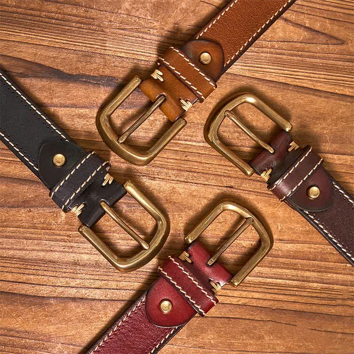 Men's Luxury Stitched Cowhide Leather Belt
