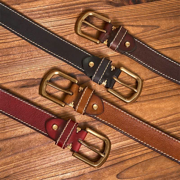 Men's Luxury Stitched Cowhide Leather Belt