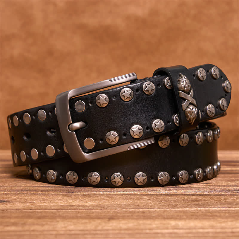 Punk Biker Rivet Studded Handmade Leather Belt