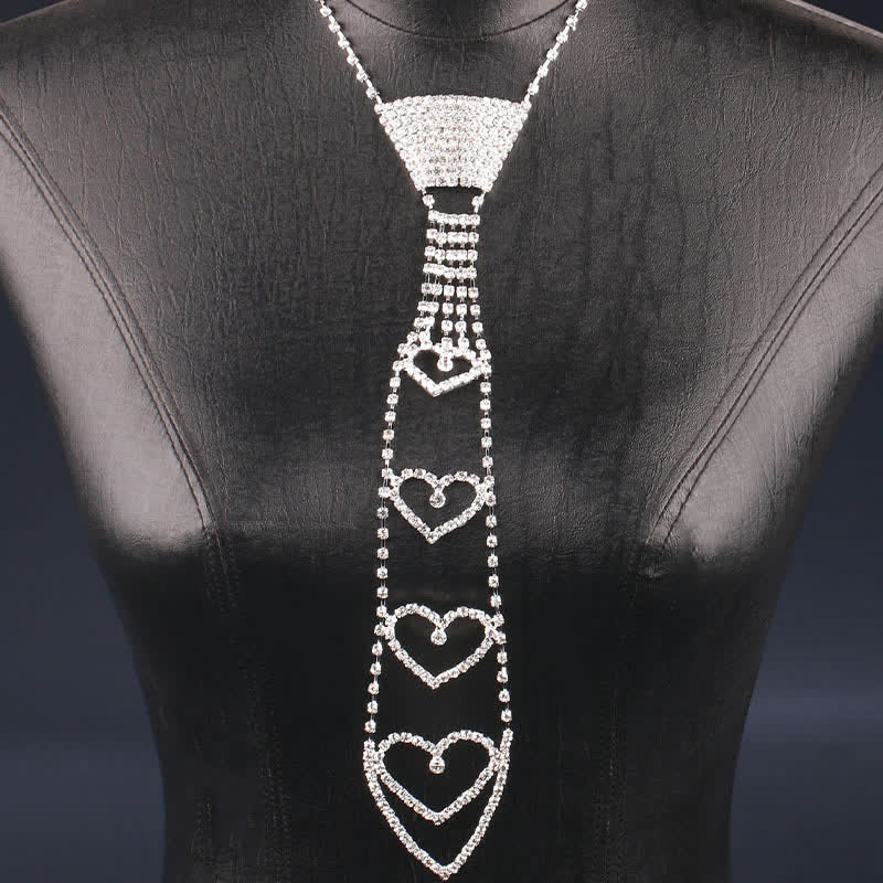 Luxury Heart-Shaped Rhinstones Creative Necktie Necklace