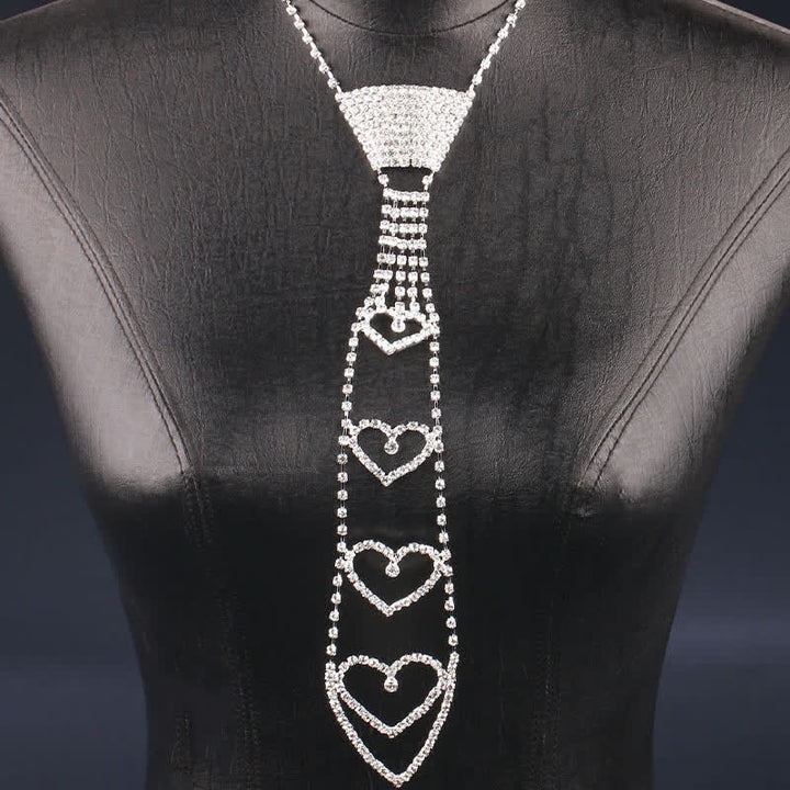 Luxury Heart-Shaped Rhinstones Creative Necktie Necklace