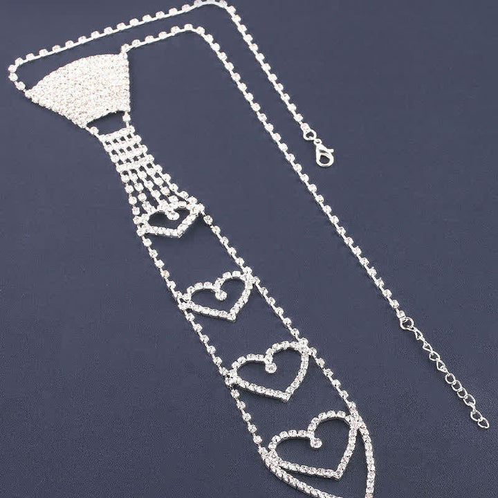 Luxury Heart-Shaped Rhinstones Creative Necktie Necklace