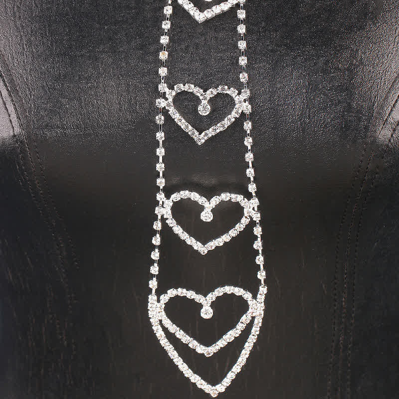 Luxury Heart-Shaped Rhinstones Creative Necktie Necklace