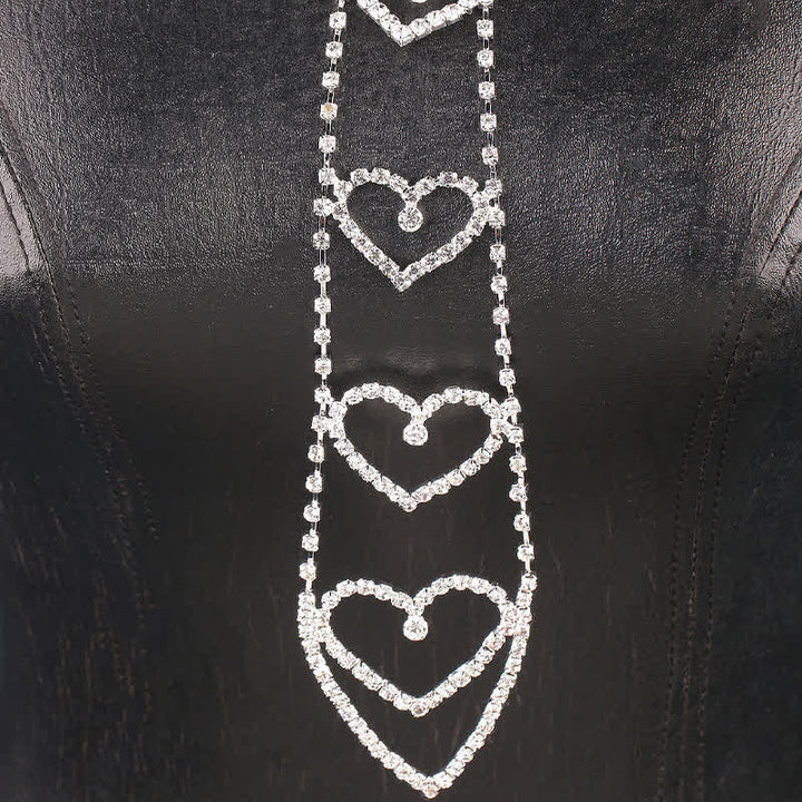 Luxury Heart-Shaped Rhinstones Creative Necktie Necklace