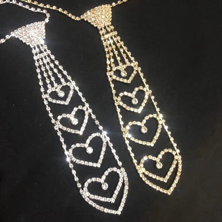 Luxury Heart-Shaped Rhinstones Creative Necktie Necklace