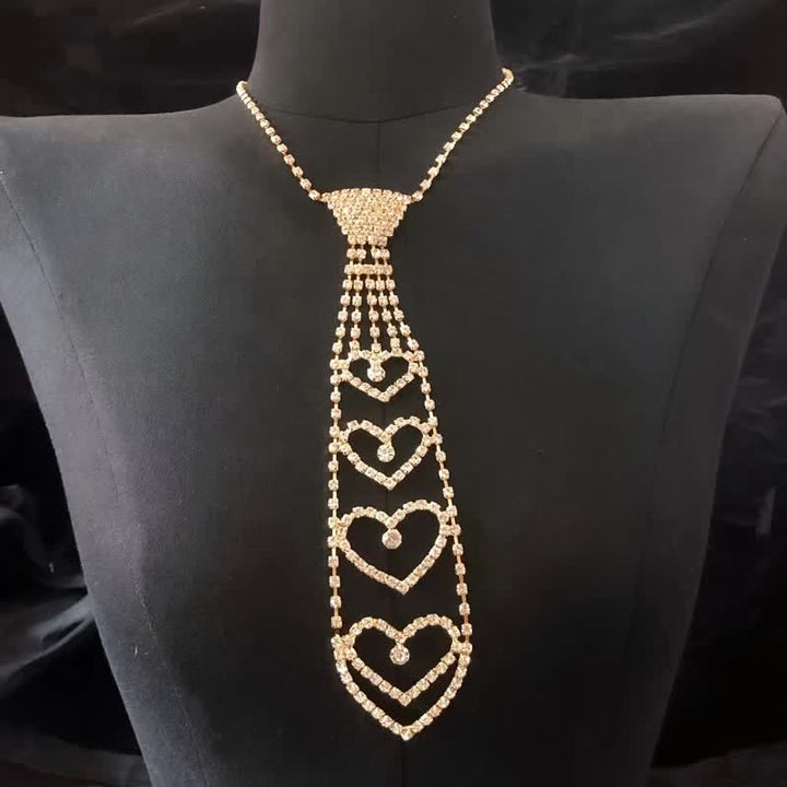 Luxury Heart-Shaped Rhinstones Creative Necktie Necklace
