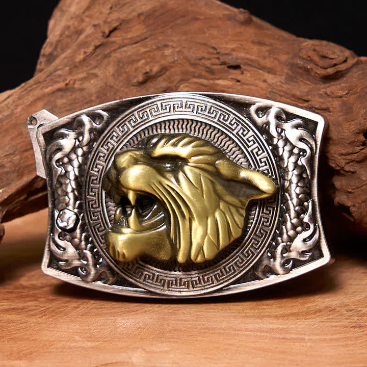Men's DIY Tiger Hidden Folding Knife Leather Belt - Tiger - Without Belt - Not Included Belt - image 0