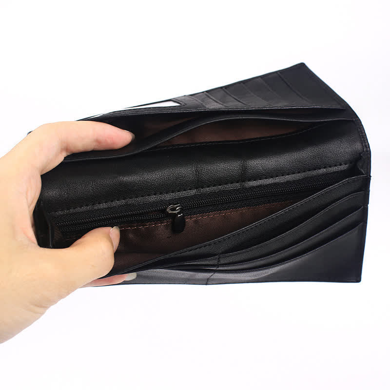 Punk Rock Black Rose & Skull Pattern Leather Wallet